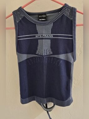 Urban Outfitters iets frans Cropped Seamless Blue Top Open Back Size Large